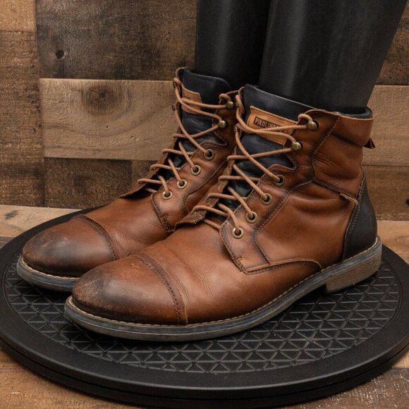 PIKOLINOS MENS ANKLE BOOTS CAP TOE DERBY BROWN LEATHER CASUAL LACE UP SIZE 10 - Picture 1 of 9
